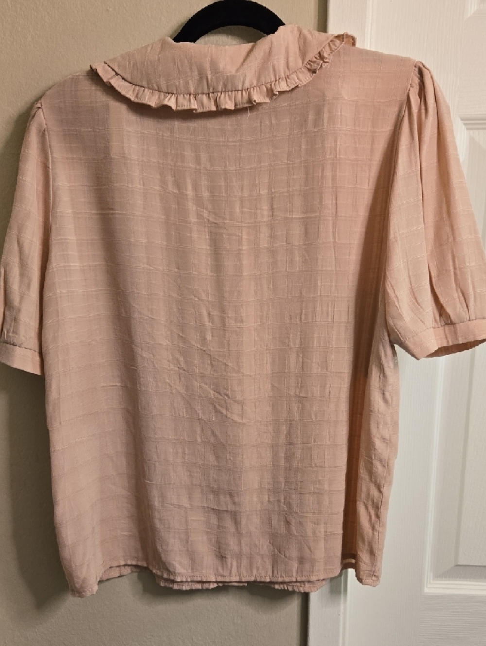 Light Pink Ruffle-Collar Button Front Blouse - Picture 4 of 6
